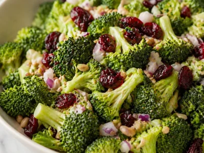 Fresh Broccoli Slaw with Lemon Vinaigrette salad served in a bowl.